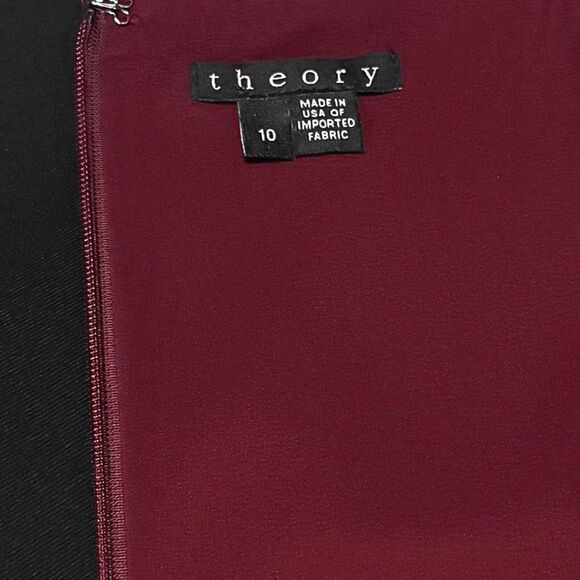 Theory Women's Dress Maroon Red Wool Stretch Sheath Business Office Work Midi 10 - Picture 3 of 9